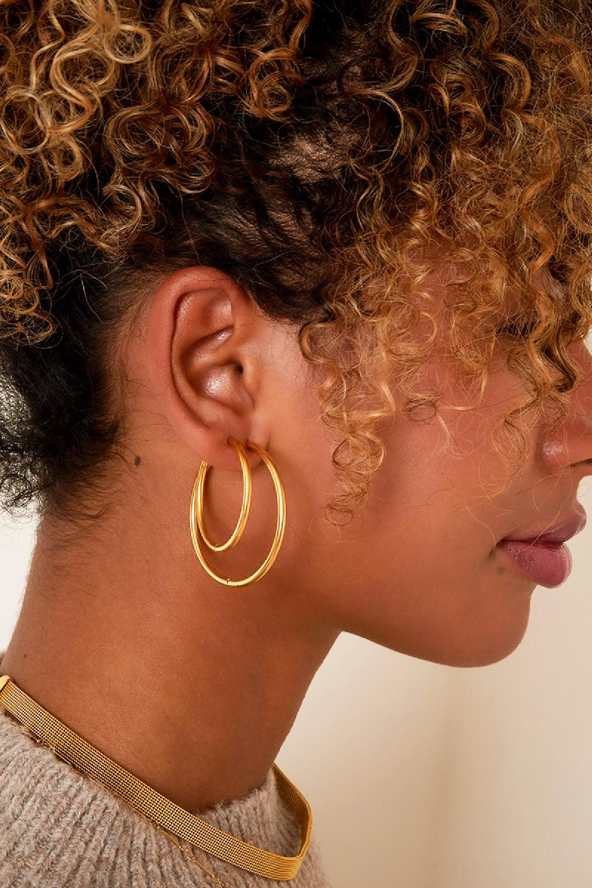 Stainless steel earrings hoops small Gold Picture2